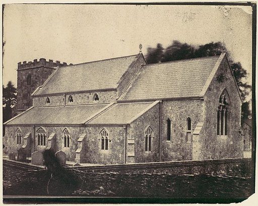 [St. Cyriac Church at Lacock Abbey, Ghost Figure of Man in a Top Hat in Foreground]