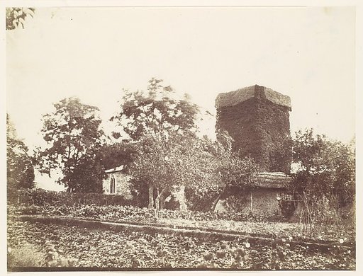 [Vegetable Garden and Ivy Covered Tower]