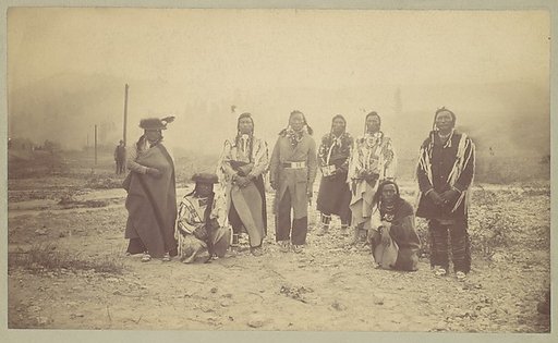 [Group of Native American Men, Telegraph Poles in Background]