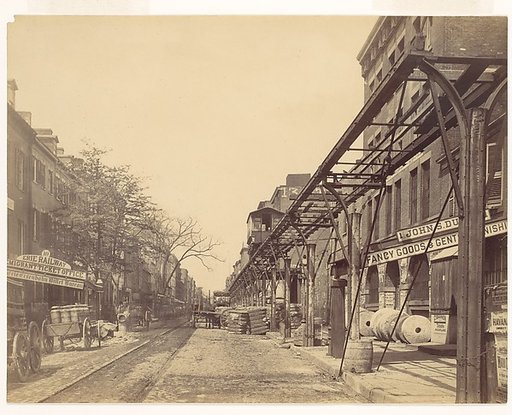 [Greenwich Street, New York City, with Office of Erie Railway]