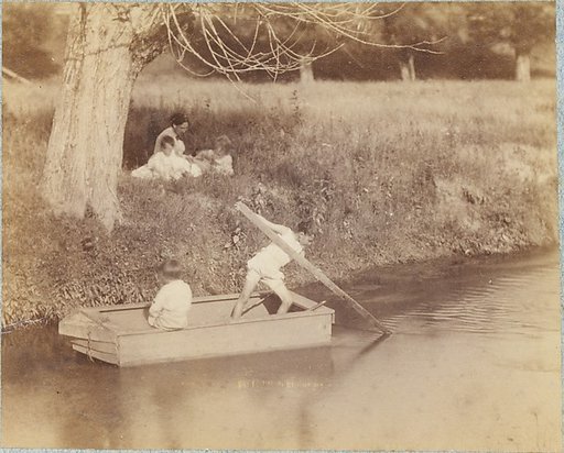 [Two Boys Playing at the Creek, July 4, 1883]