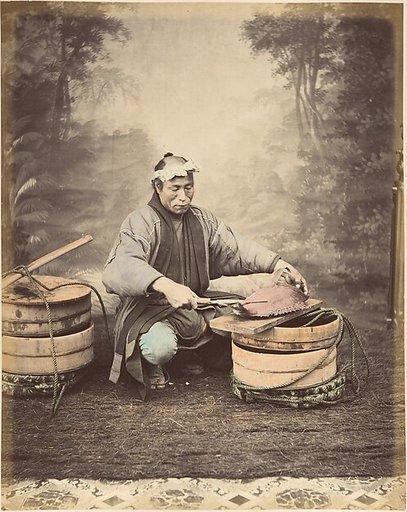 [Japanese Man Preparing a Fish]