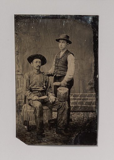[Two Painters, One Seated and One Standing, with Brushes and a Bucket]