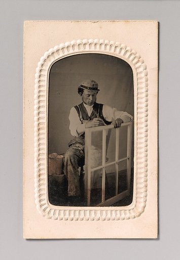[Young Man Painting Window Sash]