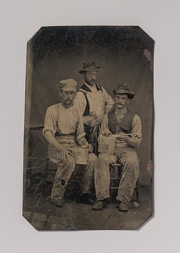 [Three Painters with Brushes and Paint Cans]