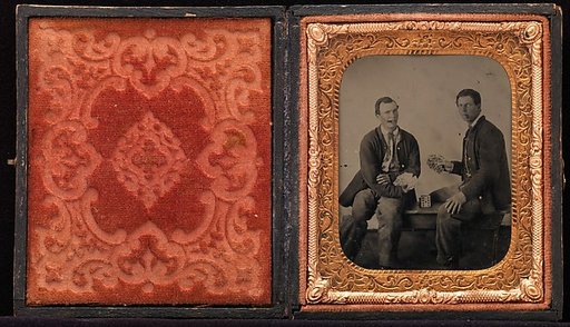 [Union Soldiers Sitting on Bench, Playing Cards]