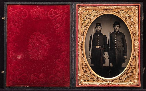 [Union Officer and Private, Standing at Attention, with Sword and Rifle with Fixed Bayonet]