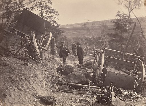 Rebel Cassion Destroyed by Federal Shells. At Fredericksburgh, May 3, 1863. Eight Horses Killed.