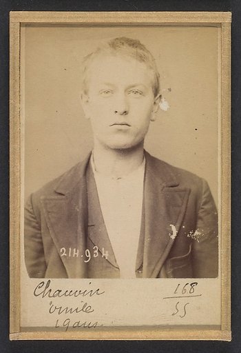Chauvin. Émile. 18 ans, né à Paris IVe. Employé. Anarchiste. 1/3/94.