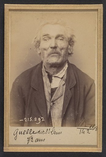 Guelle (ou Gueulle, dit St Denis). 72 ans, né à Beauvais (Oise). Matelassier. Anarchiste. 7/3/94.