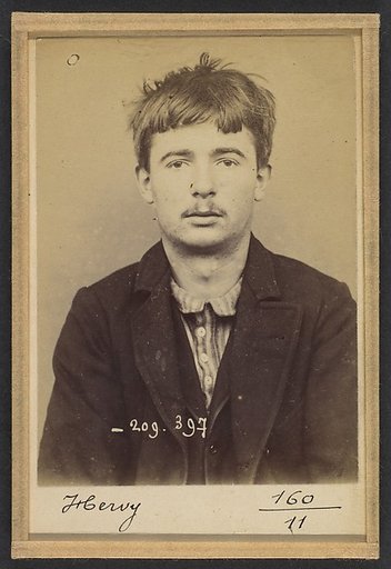 Hervy. Marcel, Noël. 19 ans, né à Paris XVIIIe. Raccommodeur de porcelaine. Anarchiste. 27/10/93.