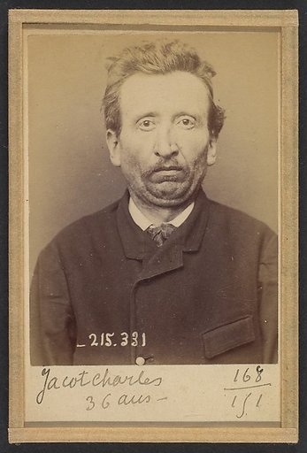 Jacot. Charles, Émile. 36 ans, né à Allenjoie (Doubs). Colporteur Anarchiste. 8/3/94.