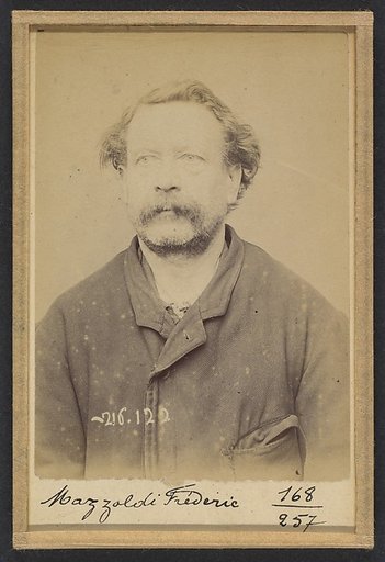 Mazoldi. Frédéric, Jean-Baptiste. 54 ans, né à Bicroz (Autriche). Ferblantier. Anarchiste. 23/3/94.