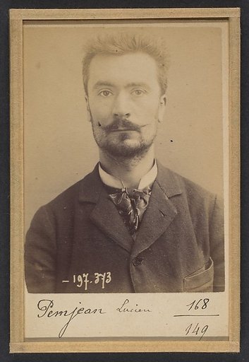 Pemjean. Lucien, Pierre. 32 ans, né à Lyon (Rhône). Publiciste. Anarchiste. 2/1/93.