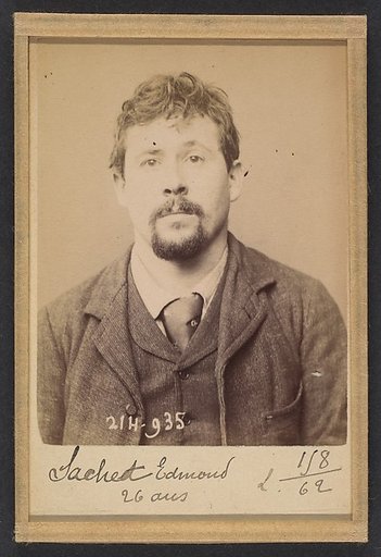 Sachet. Edmond. 27 ans, né à Mézières (Ardennes). Typographe. Anarchiste. 1/3/94.