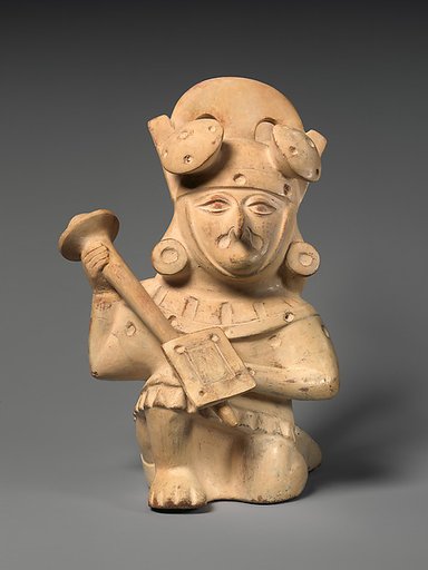 Stirrup-spout bottle with bird warrior
