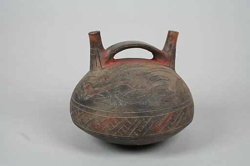 Double Spout and Bridge Bottle with "S" Designs