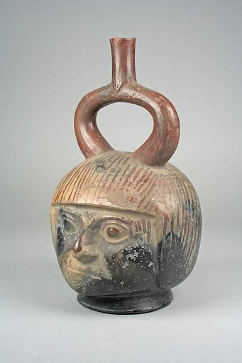 Stirrup Spout Bottle with Portrait Head