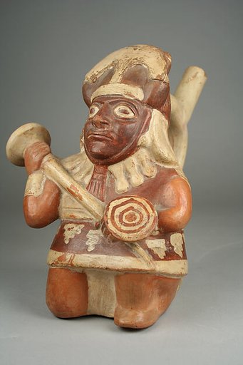 Stirrup Spout Bottle with Warrior Figure