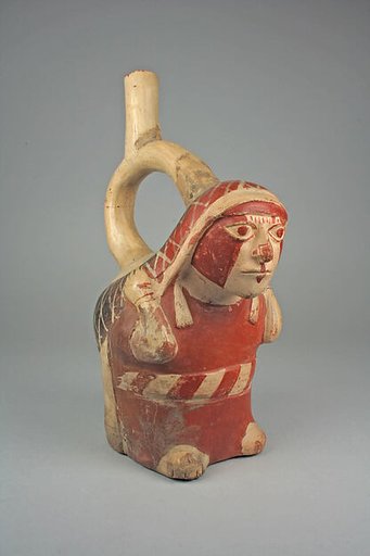Stirrup Spout Bottle with Woman Carrying Burden