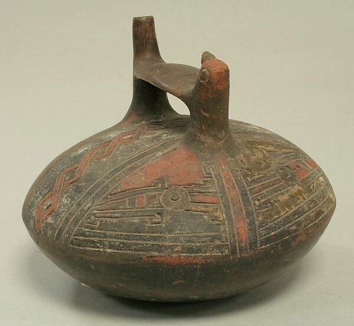 Double Spout and Bridge Bottle with Bird
