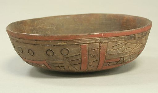 Incised Painted Bowl with Felines