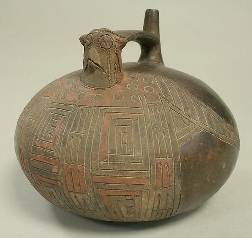 Double Spout and Bridge Bottle with Falcon