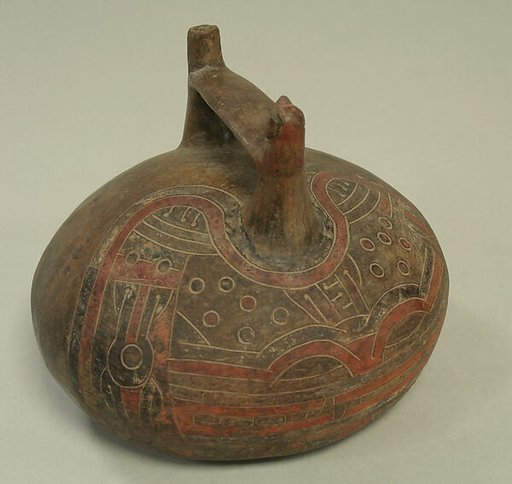 Double Spout and Bridge Bottle with Bird