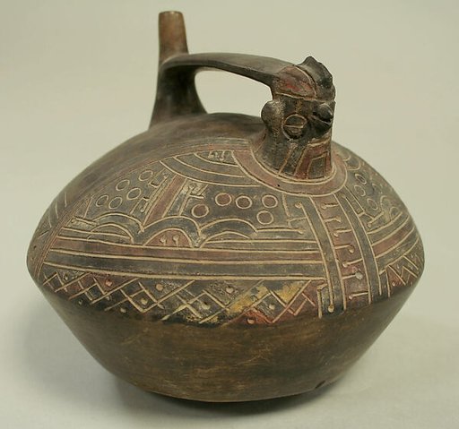Double Spout and Bridge Bottle with Bird