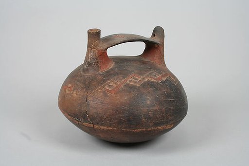 Double Spout and Bridge Bottle with Bird