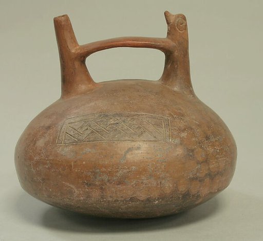 Double Spout and Bridge Bottle with Chevron Design