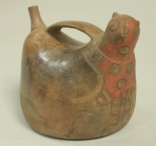Double Spout and Bridge Bottle with Bird