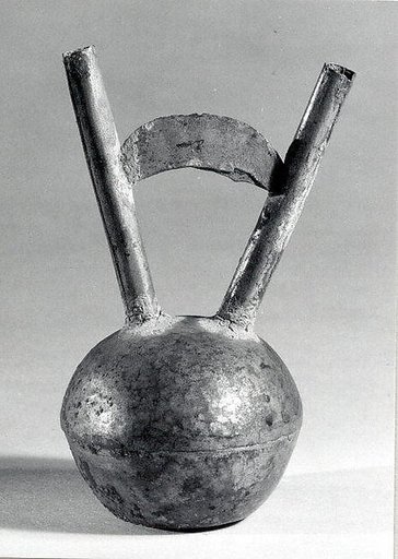 Double Spouted Miniature Silver Vessel