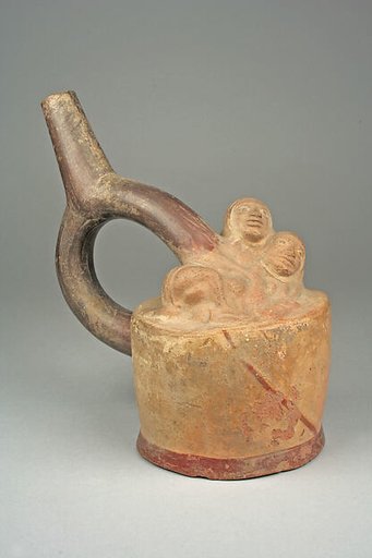 Stirrup Spout Bottle with Figures