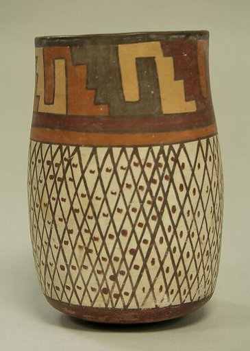 Tall Jar with Crosshatch Designs