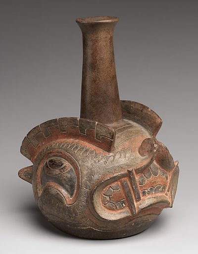 Bottle with leaf-nosed bat head