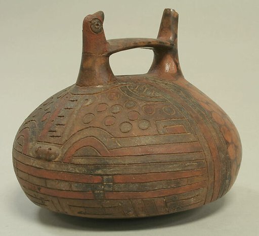 Double Spout and Bridge Bottle with Bird Handle