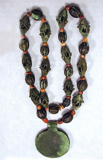 Copper and Shell Necklace with Tweezer Pendant