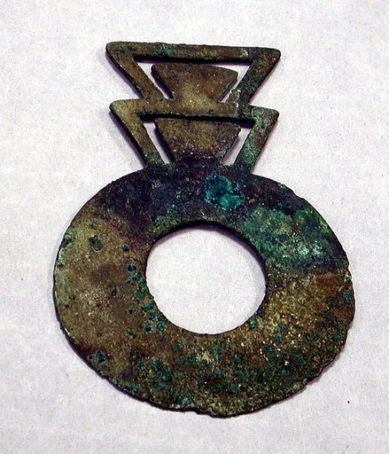 Copper Disk Ornament with Triangles
