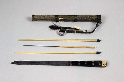 Knife with Sheath, Chopsticks, Pickle Spear and Toothpicks