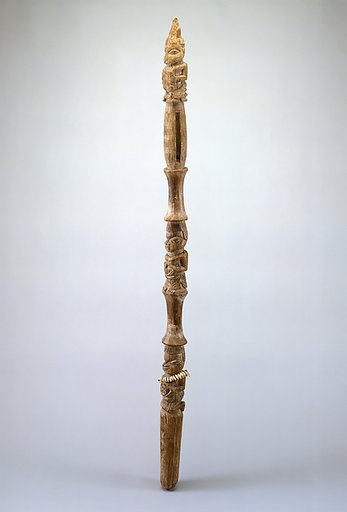 Ukhurhe (rattle staff) with three figures