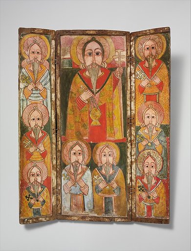 Icon triptych of Ewosṭatewos and eight of his disciples