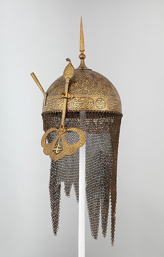 Helmet, Shield, and Arm Guard
