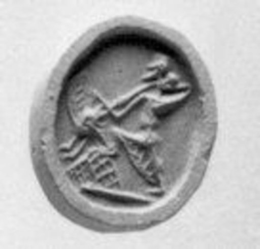 Stamp seal (scarab) with two-figure contest scene