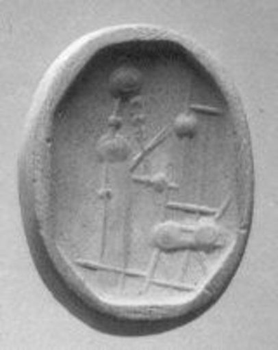 Stamp seal (octagonal pyramid) with cultic scene