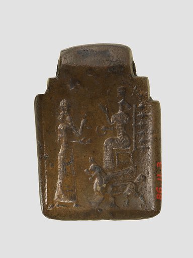 Amulet with fighting demons; on reverse: Ishtar enthroned and worshiper