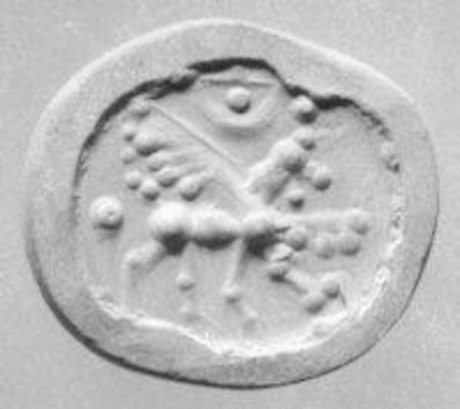 Stamp seal (scaraboid) with monster and divine symbols