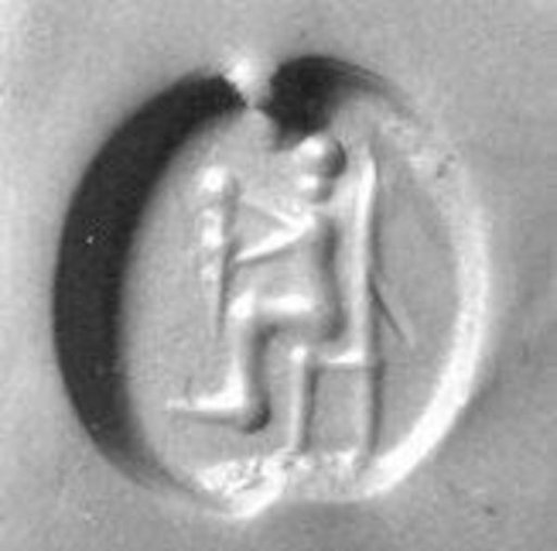 Stamp seal (scaraboid) with deity (?)