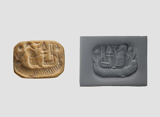 Stamp seal (octagonal pyramid) with cultic scene