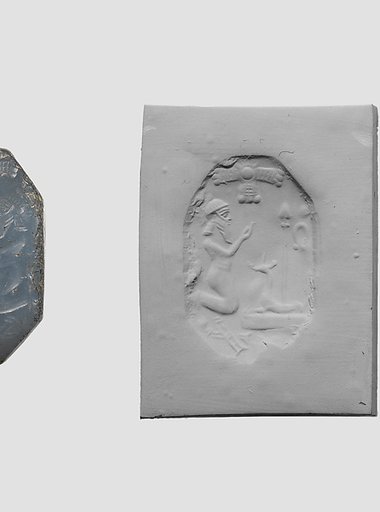 Stamp seal (octagonal pyramid) with cultic scene